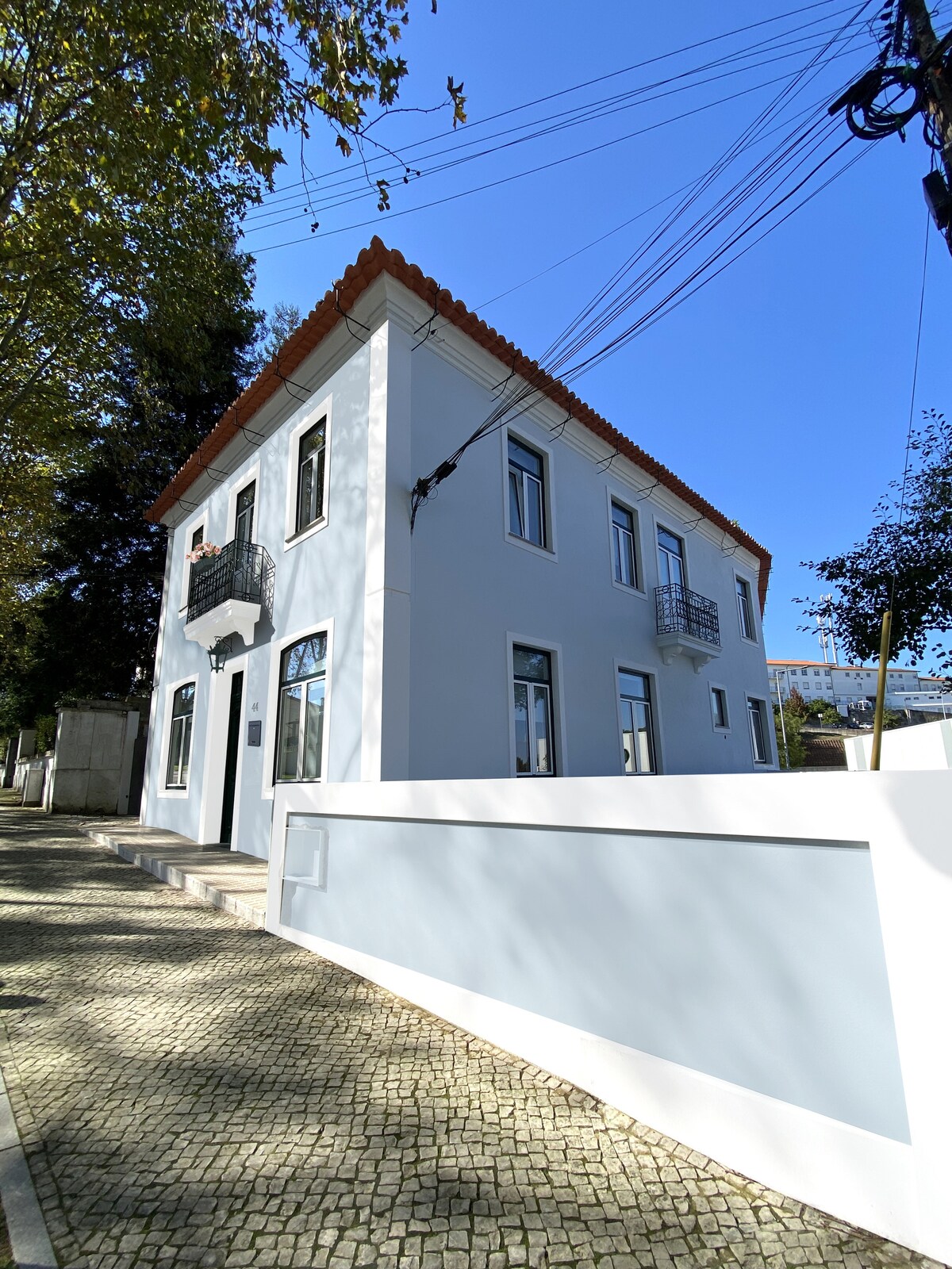 Exterior side angle with cobblestone street